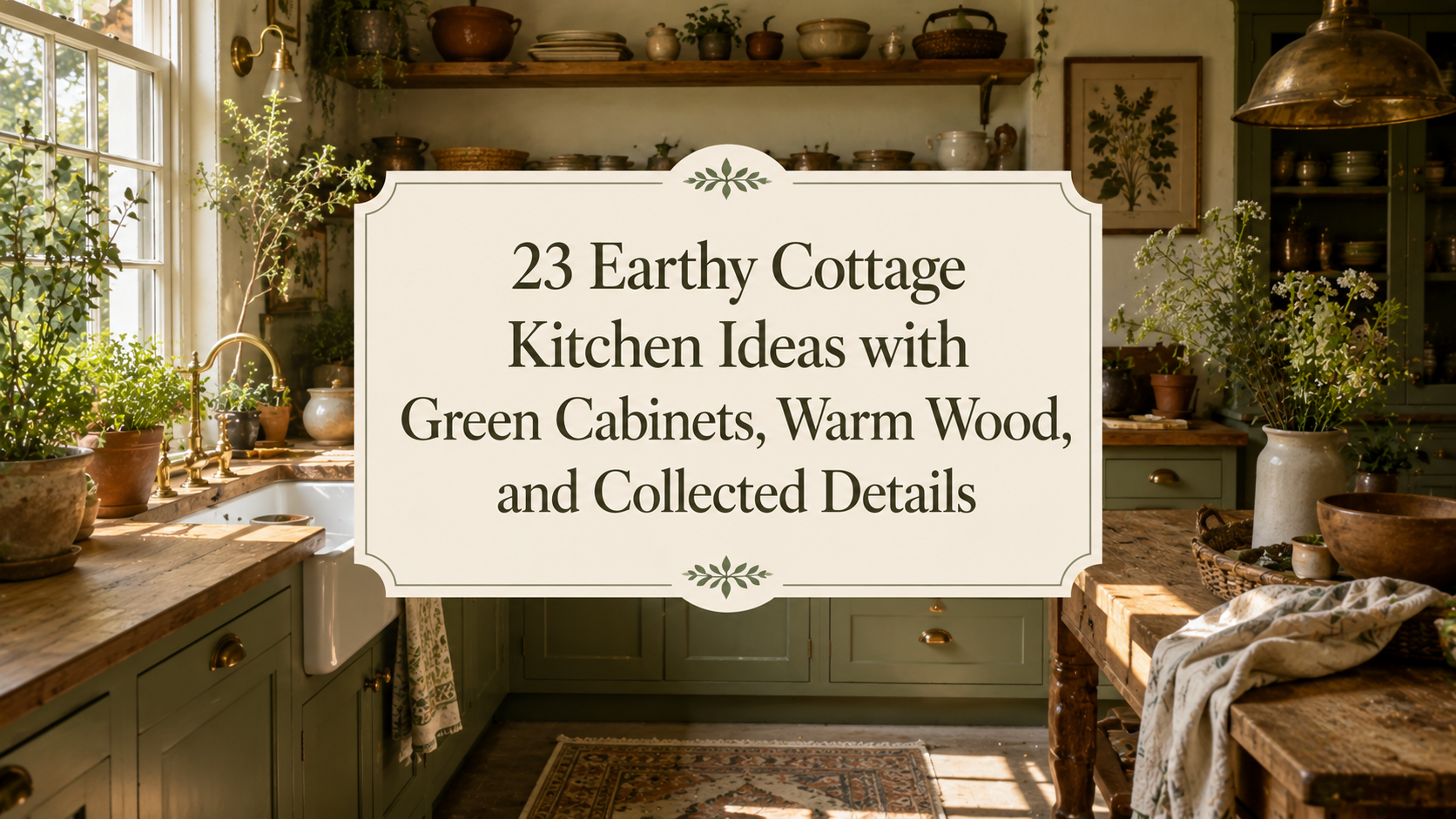 23 Earthy Cottage Kitchen Ideas with Green Cabinets, Warm Wood, and Collected Details