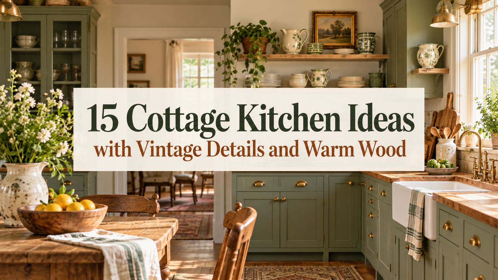 15 Cottage Kitchen Ideas with Vintage Details and Warm Wood